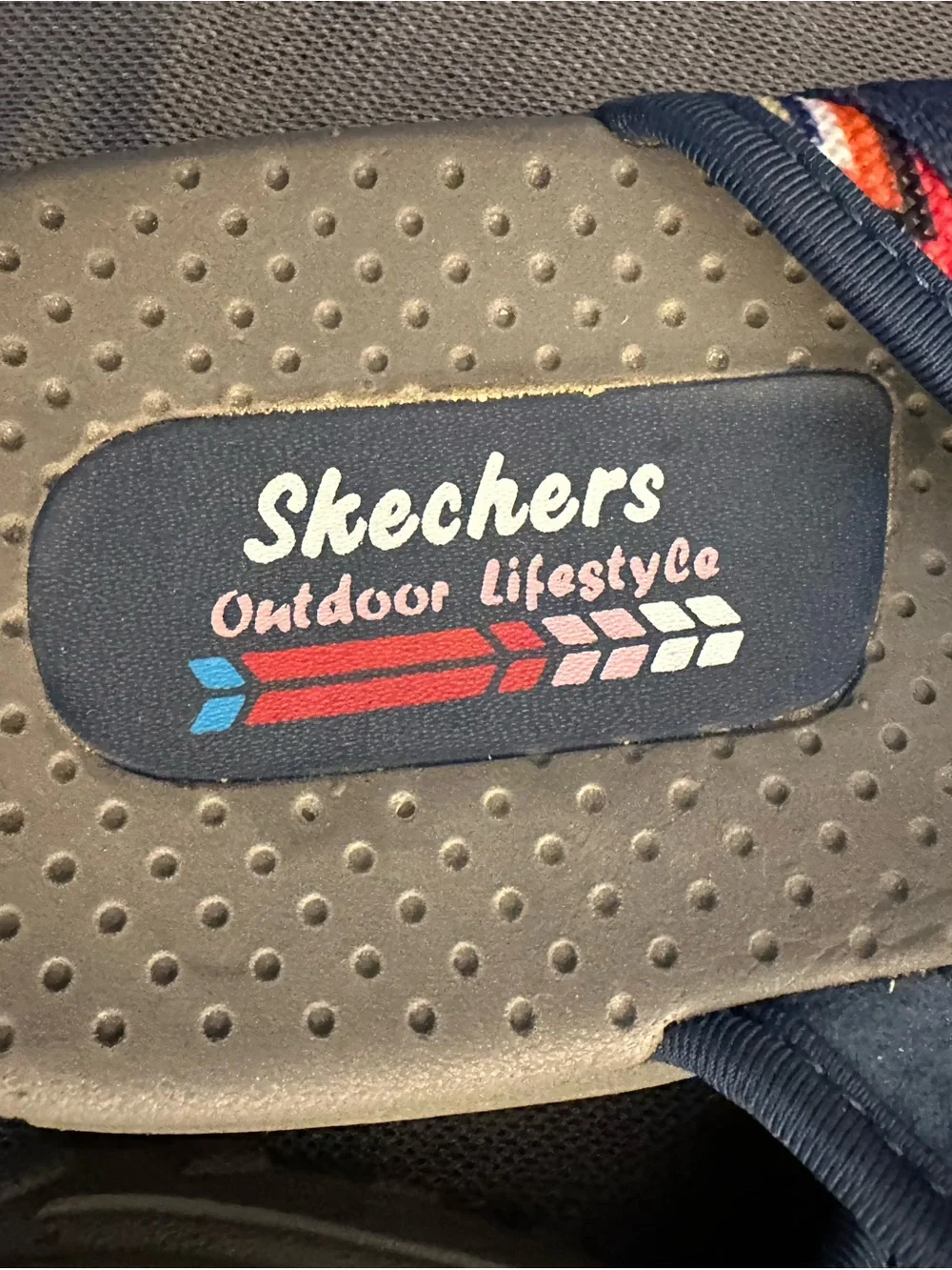 Skechers Navy Sandals with Multicolor Chevron Straps